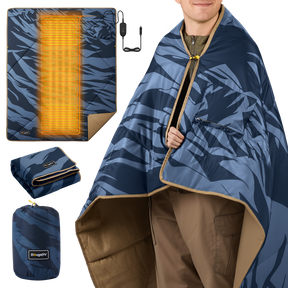 BougeRV 12V電気毛布│コンパクト・軽量・20時間連続使用可能 (ブルー)