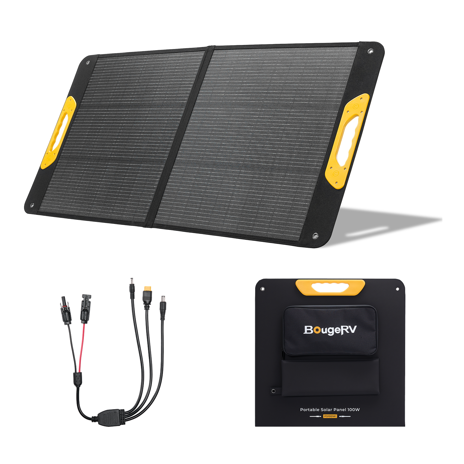 BougeRV ソーラーパネル 太陽光パネル 100W 折りたたみ 持ち手黒 BougeRV 100W ソーラーパネル 25%高変換効率 グラスファイバー採用