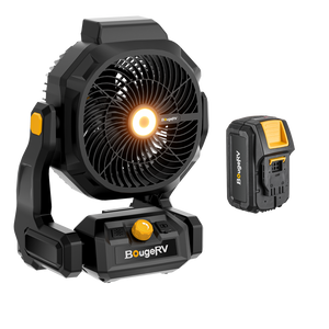 BougeRV F02 アウトドア充電式扇風機｜着脱式バッテリー・15時間連続稼働・LED搭載