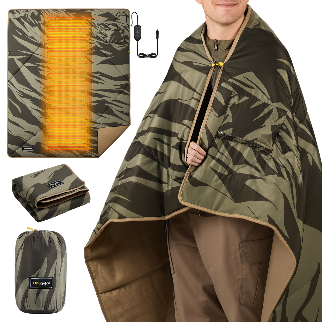 BougeRV 12V電気毛布│コンパクト・軽量・20時間連続使用可能