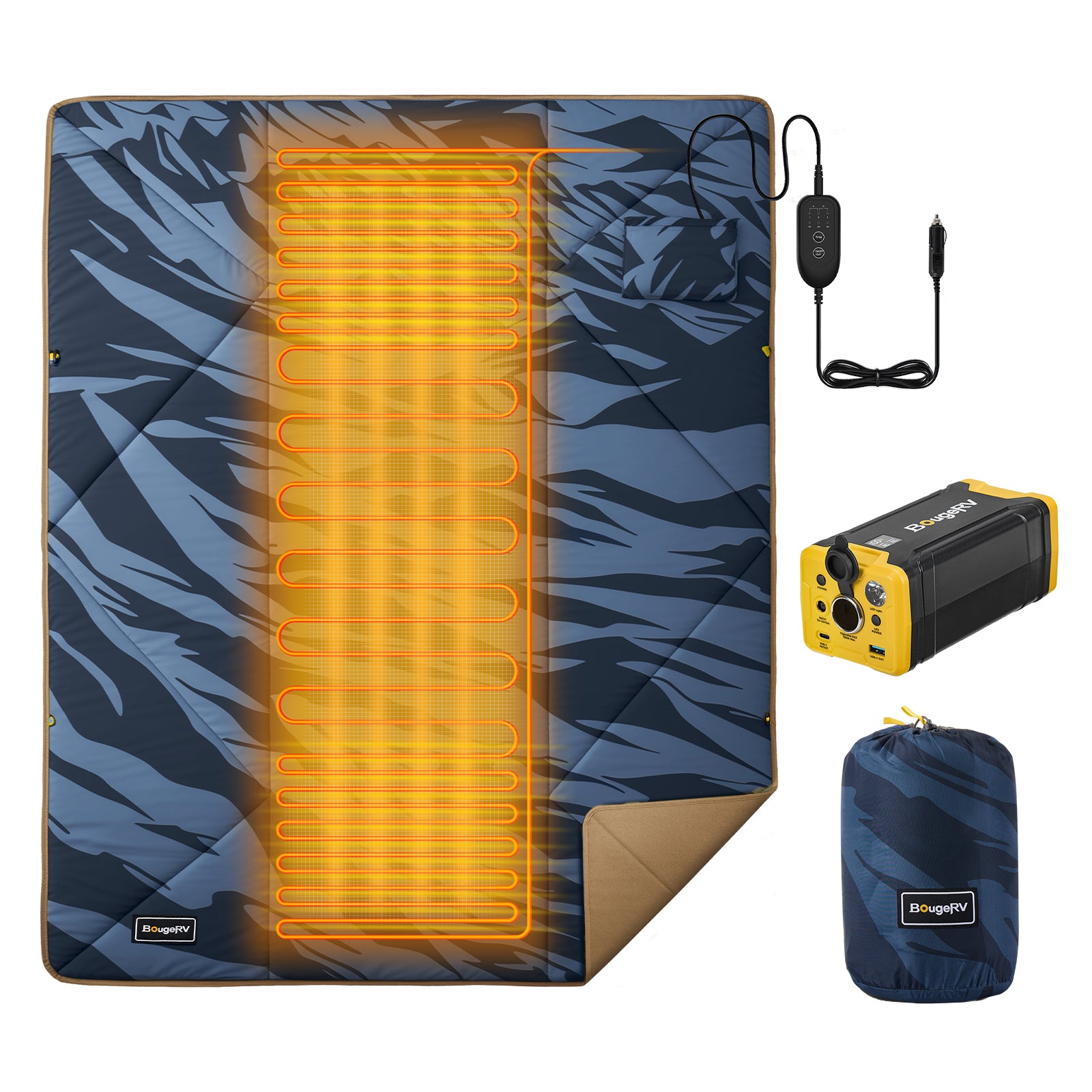 BougeRV 電気毛布 BougeRV 12V電気毛布│コンパクト・軽量・20時間連続使用可能 (ブルー