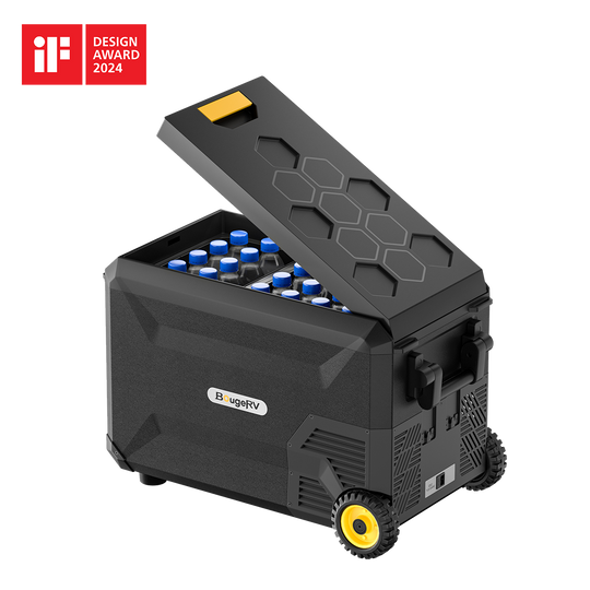 BougeRV Aspen Pro ポータブル冷蔵庫 | デュアルシステム・キャスターや牽引ハンドル付き 41L