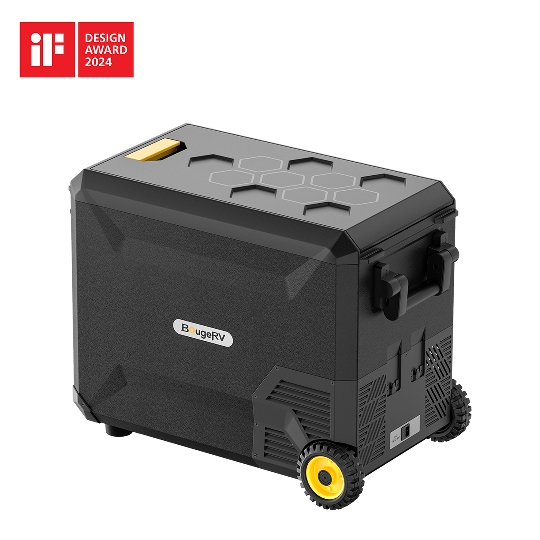 BougeRV Aspen Pro ポータブル冷蔵庫 | デュアルシステム・キャスターや牽引ハンドル付き 41L