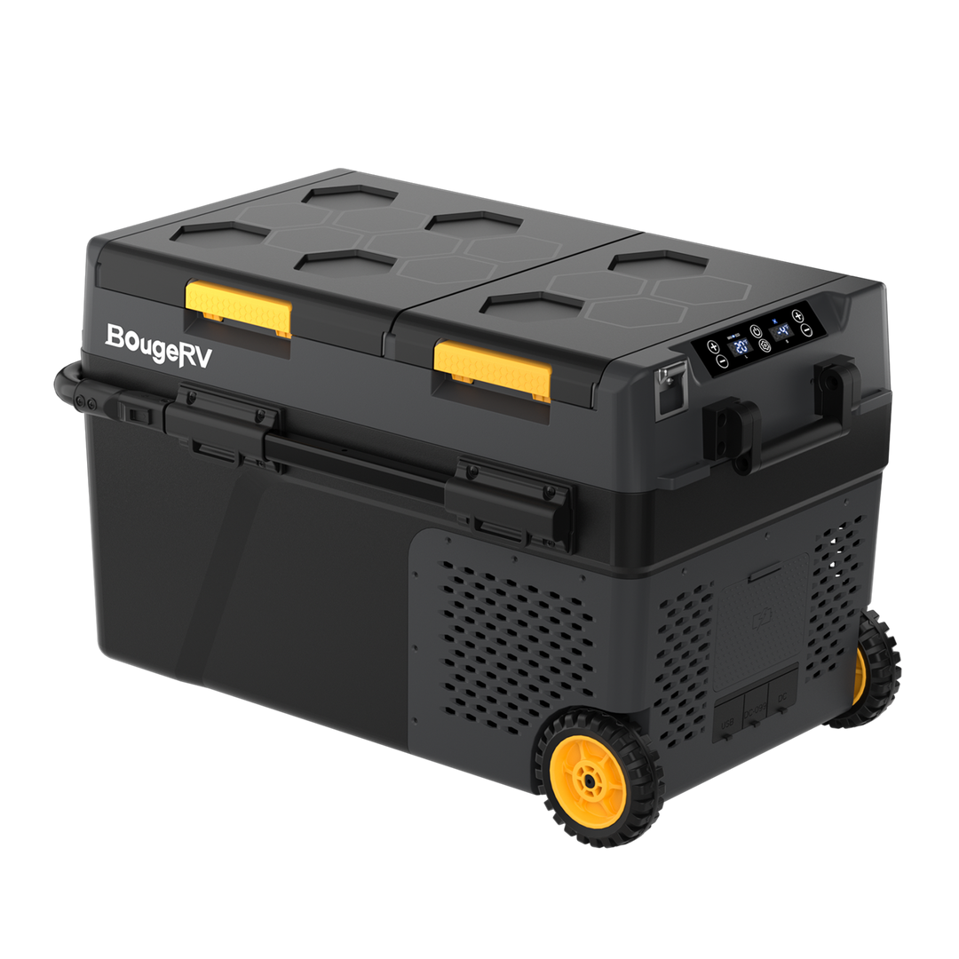 BougeRV CRD2ポータブル冷蔵庫 40L│デュアルゾーン・個別制御可能・ハンドル＆キャスター付き
