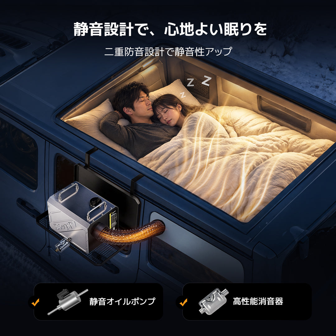 車中泊 ffヒーター静音