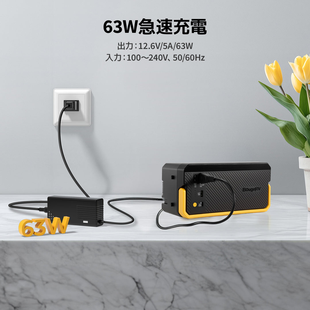 BougeRV ACアダプター AC充電コード AC充電器 「240Wh車載冷蔵庫専用バッテリー」に対応