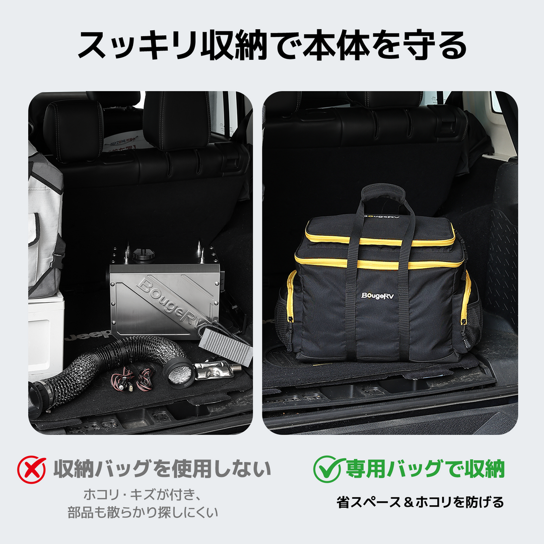 BougeRV 一体型FFヒーター専用収納バッグ ダクト・コード・消音器収納 ハンドル付き