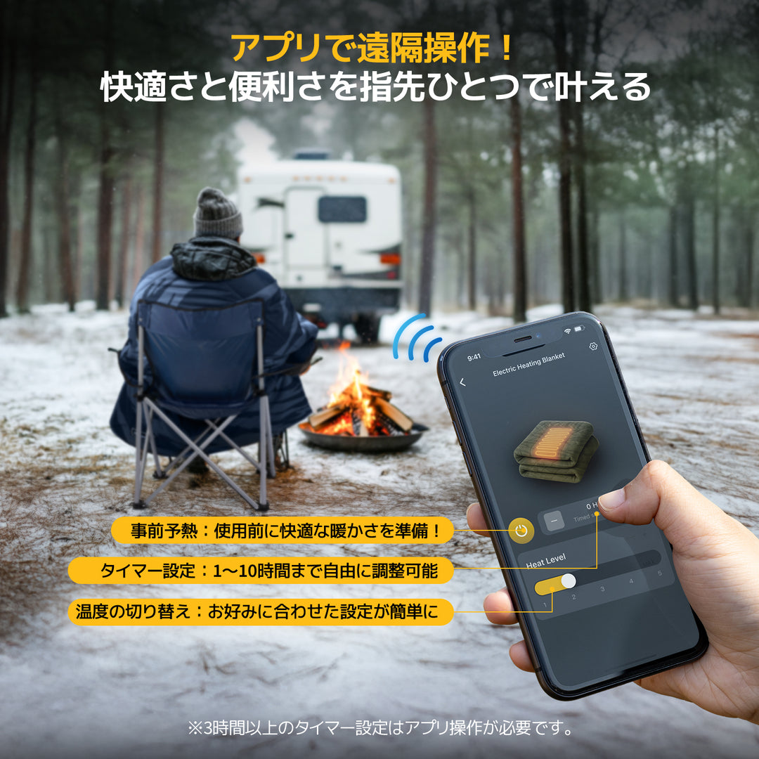 BougeRV 12V電気毛布│コンパクト・軽量・20時間連続使用可能 (ブルー)