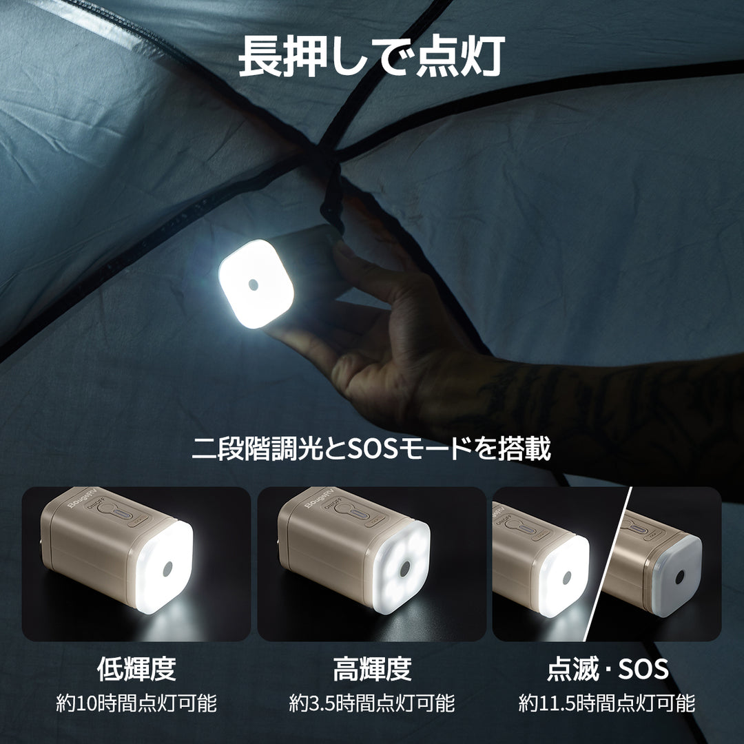 【販路限定】BougeRV電動エアーポンプ│コンパクト・入れ抜き一体化 (カーキ)