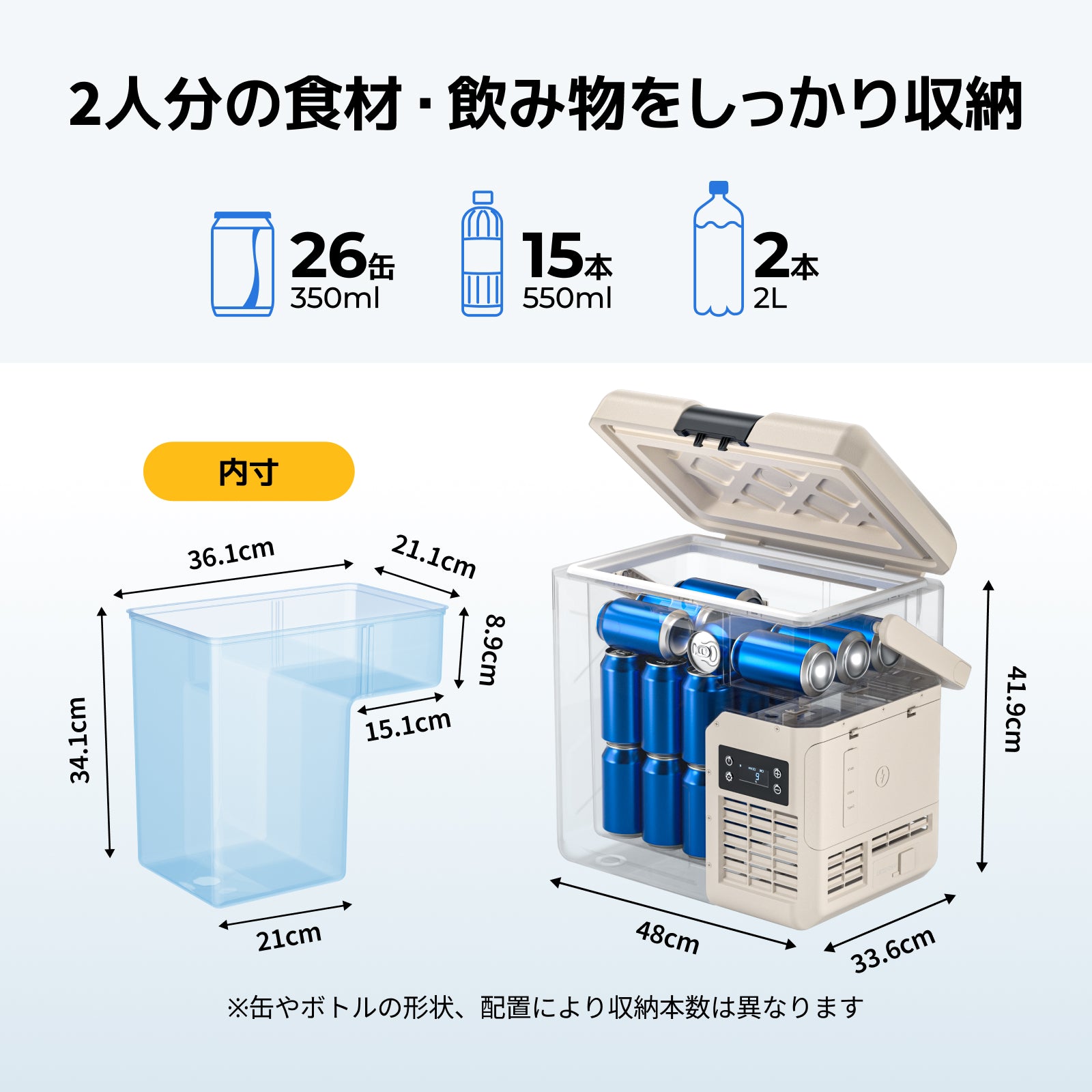 BougeRV CRH ポータブル冷蔵庫 20L｜リン酸鉄バッテリー内蔵・氷も