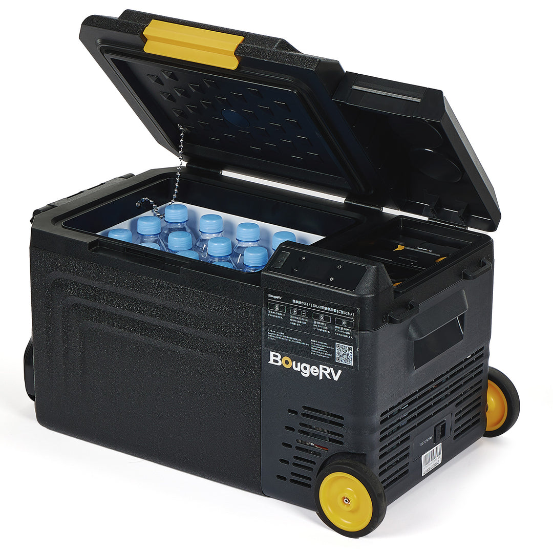 BougeRV CRD Mini ポータブル冷蔵庫|牽引ハンドル・キャスター付き ブラック 19L