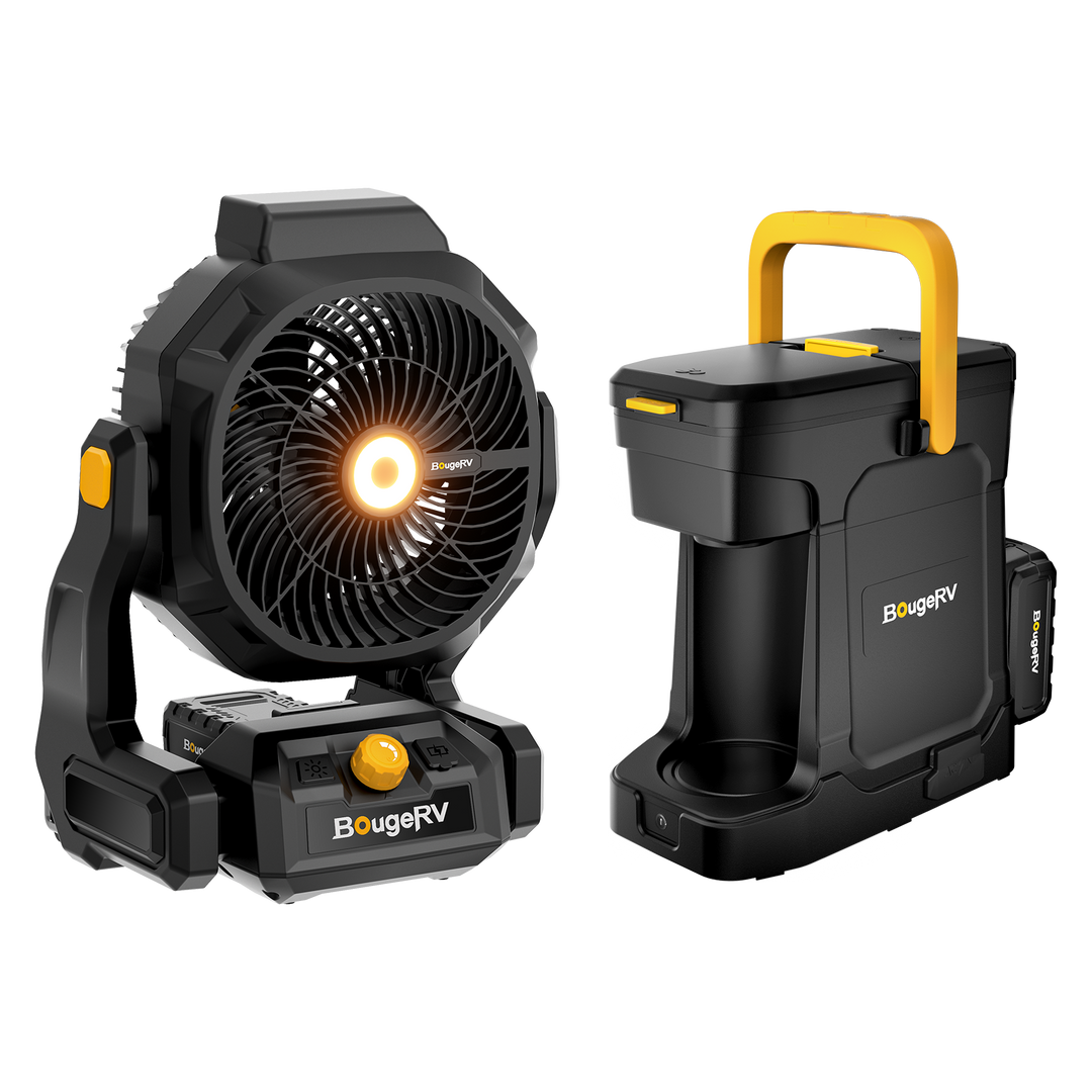 BougeRV F02 ポータブル充電式扇風機｜着脱式バッテリー・15時間連続稼働・LED搭載
