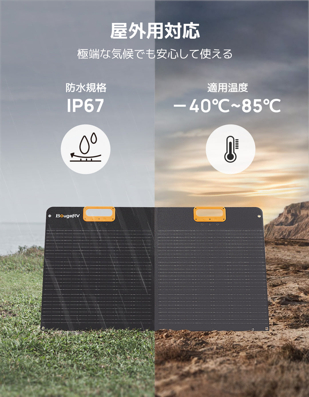 BougeRV ソーラーパネル 100W ETFE 折りたたみ式太陽光パネル