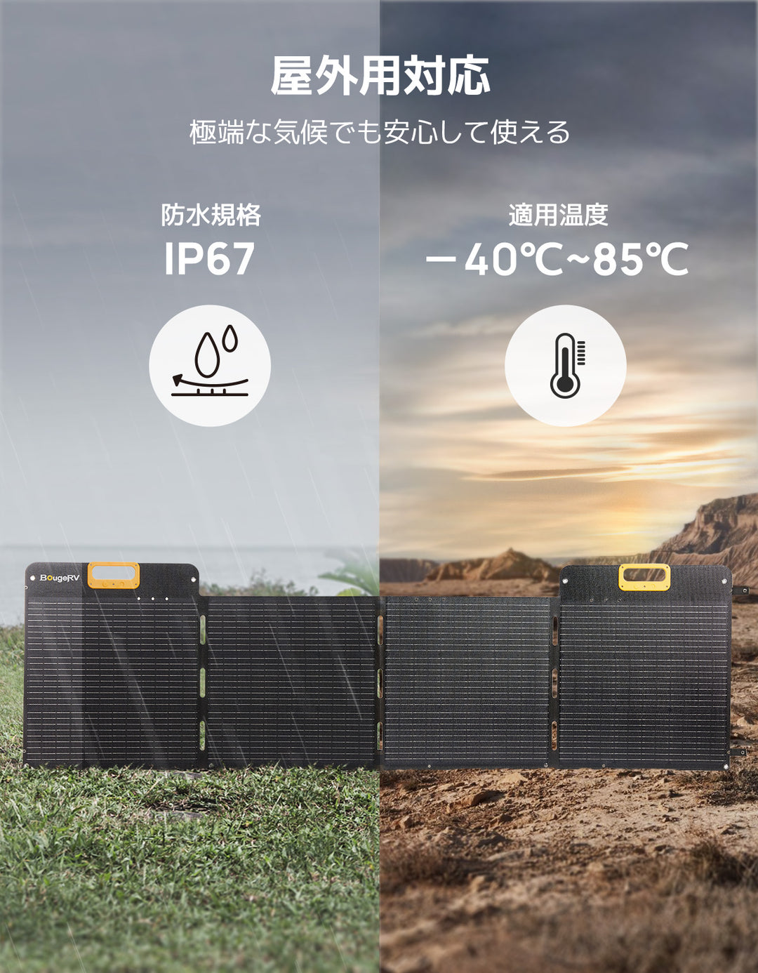 BougeRV ソーラーパネル 200W ETFE 折りたたみ式太陽光パネル
