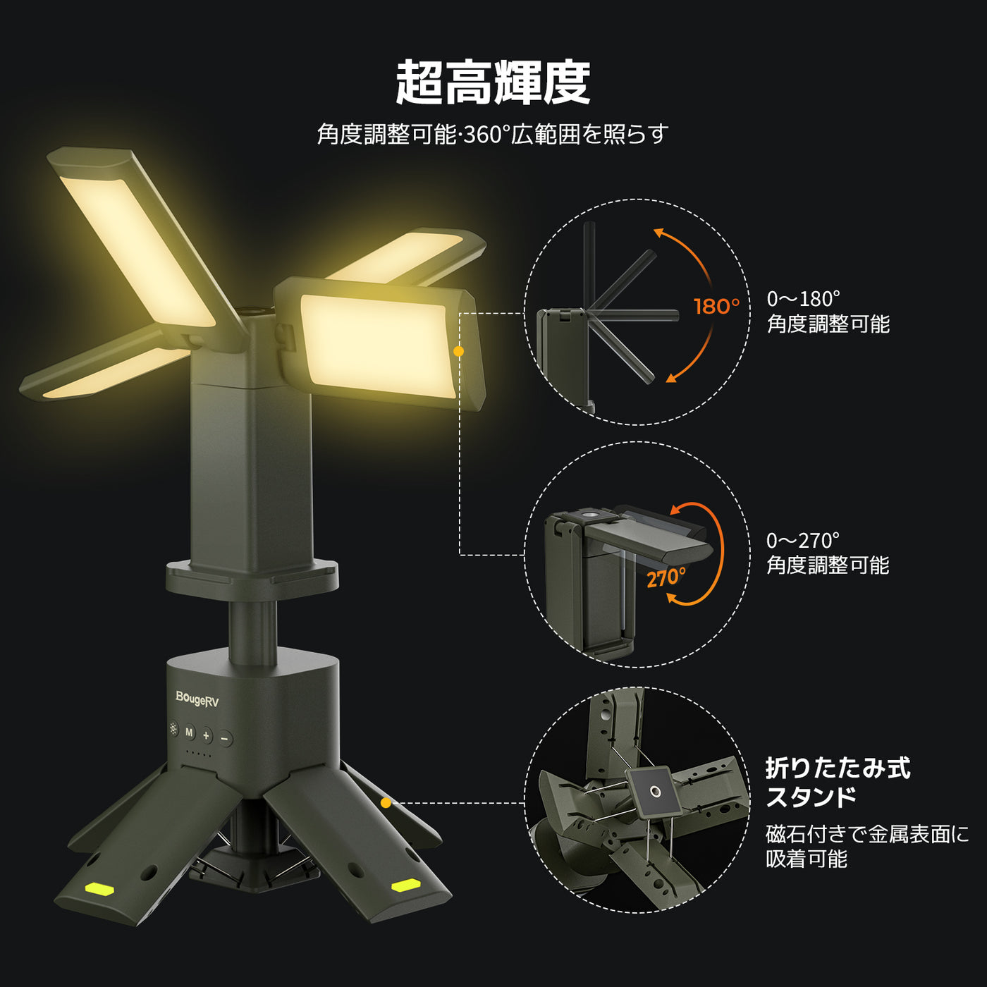 BougeRV ランタン led 非常灯 キャンプ ランタン 作業灯