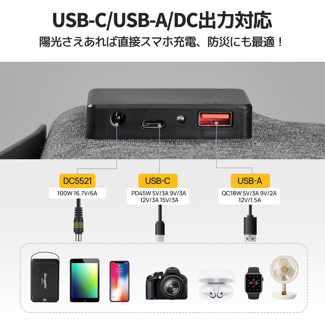 BougeRV 100W折りたたみ式のポータブルソーラーパネル – BougeRV JP