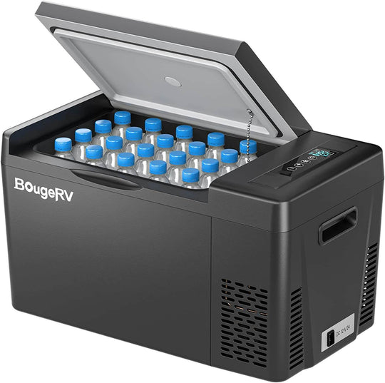 【美品／おまけ付】　BougeRV ポータブル冷蔵庫 20L BougeRV 車載冷蔵庫 ポータブル冷蔵庫 20L ブラック CR02018
