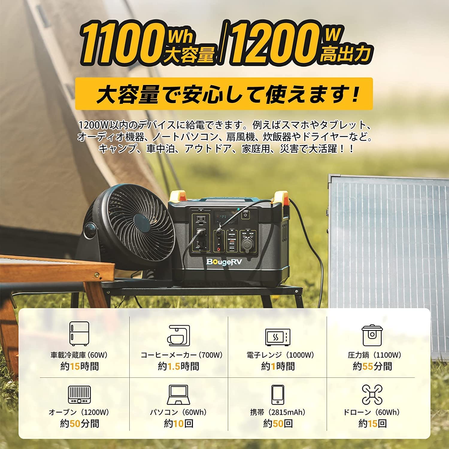 BougeRV ポータブル電源 1100Wh